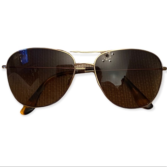 Maui Jim Accessories - Genuine Goldtone Wireframe Maui Jim Aviators Sunglasses with Soft and Ha…